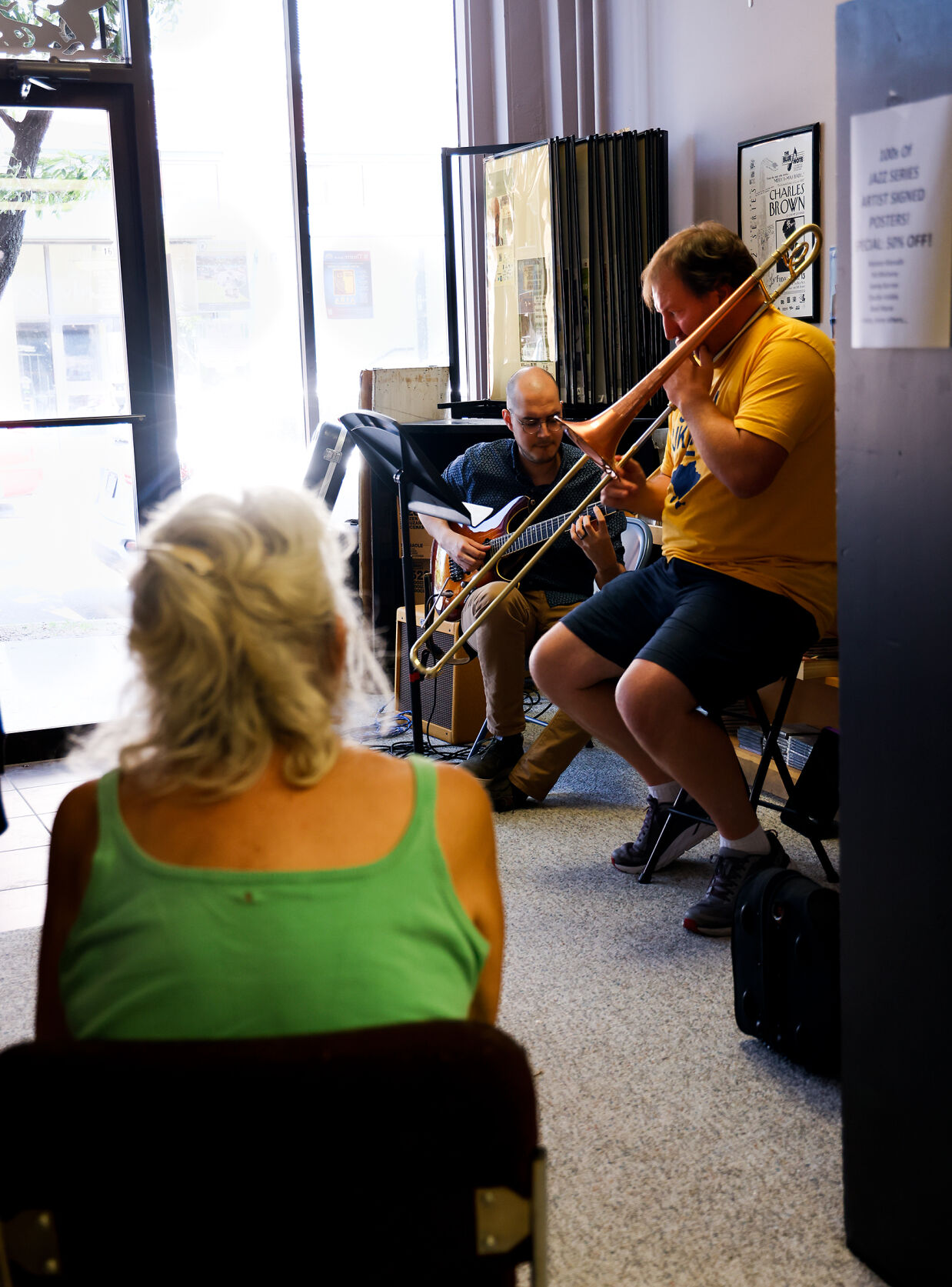 Donna Walter listens to MU Jazz Combo